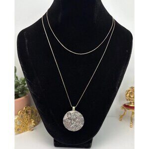 Vintage Shablool Israel 925 Sterling Silver Hand Hammered Leaf Pendant Necklace